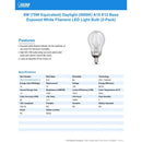 Feit White Filament A15 E12 (Candelabra) Filament LED Bulb Daylight 75 Watt Equivalence 2 pk