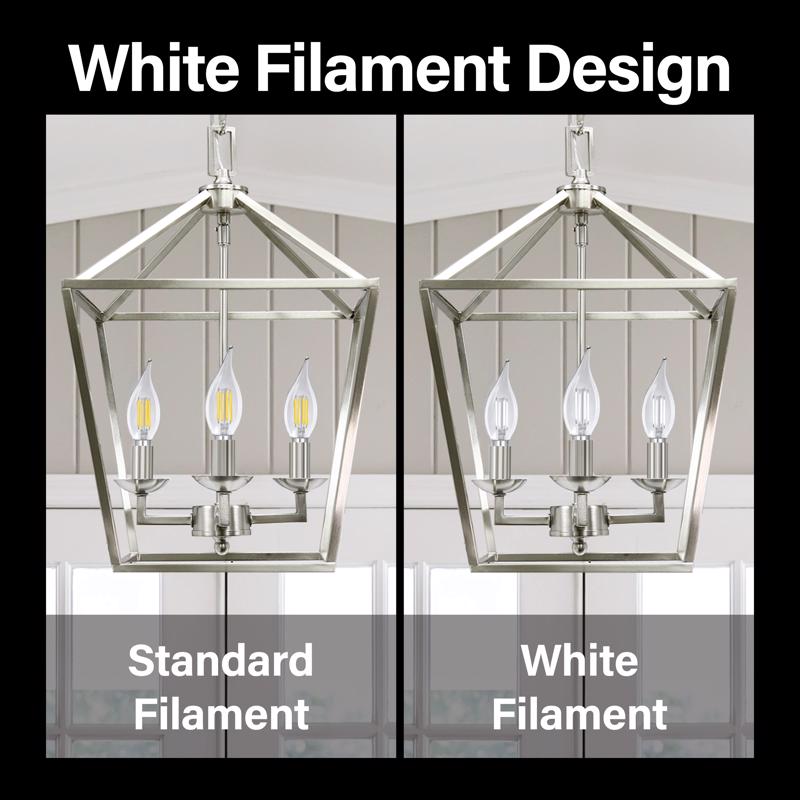 Feit White Filament BA10 E12 (Candelabra) Filament LED Bulb Soft White 40 Watt Equivalence 2 pk