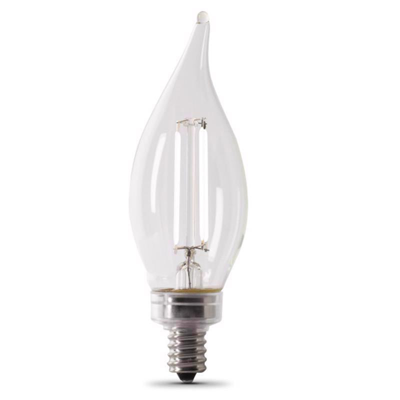 Feit White Filament BA10 E12 (Candelabra) Filament LED Bulb Daylight 40 Watt Equivalence 2 pk