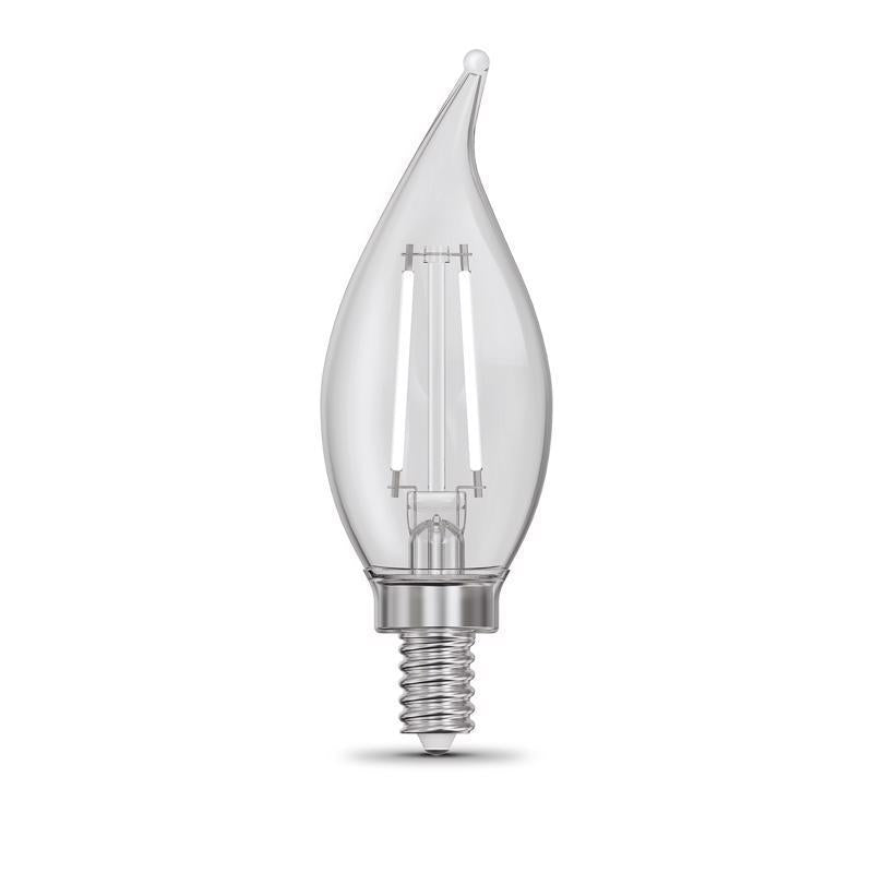 Feit White Filament BA10 E12 (Candelabra) Filament LED Bulb Soft White 60 Watt Equivalence 2 pk
