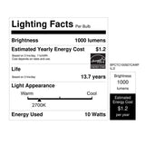 Feit White Filament B10 E12 (Candelabra) Filament LED Bulb Soft White 100 Watt Equivalence 2 pk