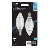 LED B10 E12 100W DL 2PK