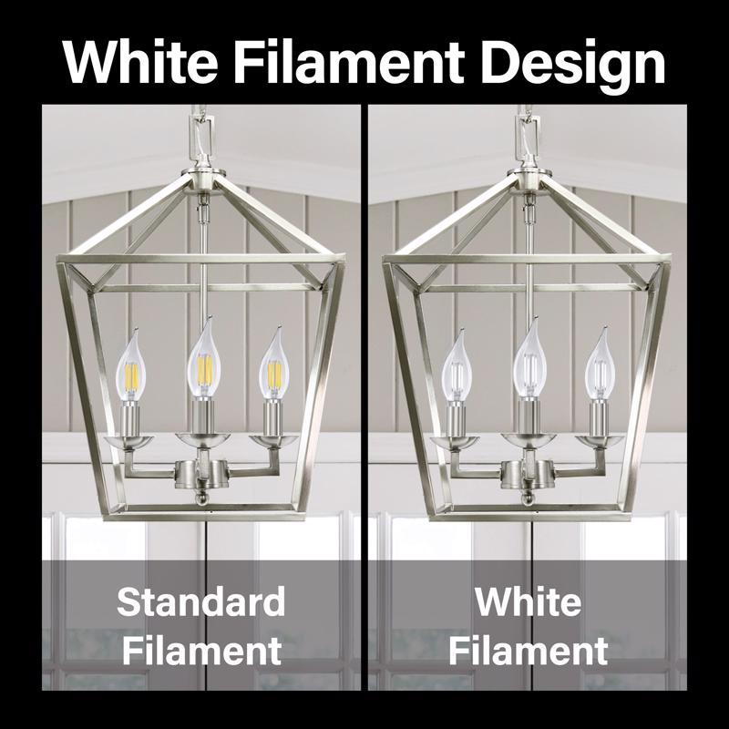 Feit White Filament B10 E12 (Candelabra) Filament LED Bulb Daylight 100 Watt Equivalence 2 pk