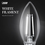 Feit White Filament B10 E12 (Candelabra) Filament LED Bulb Daylight 40 Watt Equivalence 2 pk