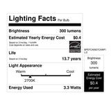 Feit White Filament BA10 E26 (Medium) Filament LED Bulb Soft White 40 Watt Equivalence 2 pk