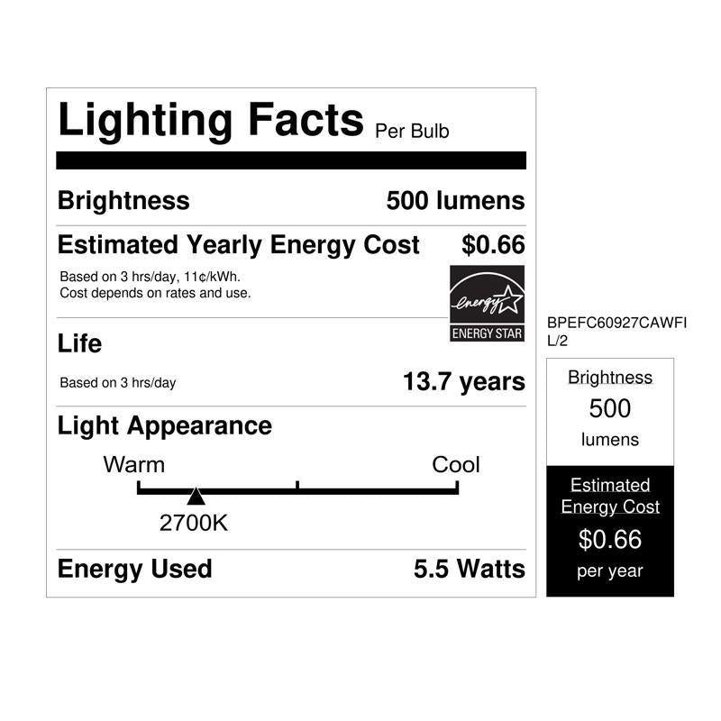 Feit White Filament BA10 E26 (Medium) Filament LED Bulb Soft White 60 Watt Equivalence 2 pk