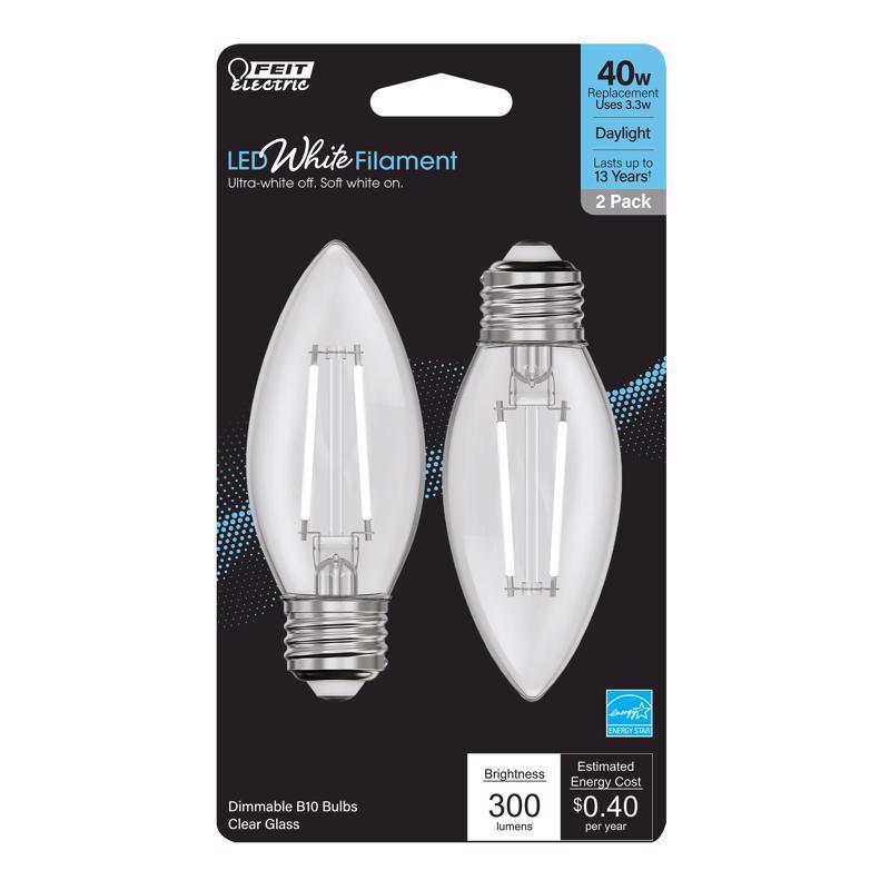 LED B10 E26 40W DL 2PK