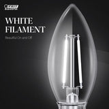 Feit White Filament B10 E26 (Medium) Filament LED Bulb Daylight 40 Watt Equivalence 2 pk