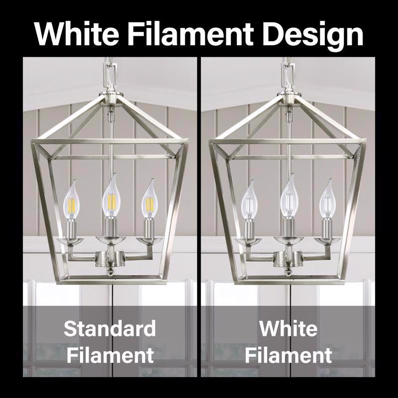 Feit White Filament B10 E26 (Medium) Filament LED Bulb Soft White 60 Watt Equivalence 2 pk