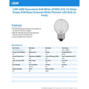 Feit White Filament G16.5 E26 (Medium) Filament LED Bulb Soft White 40 Watt Equivalence 2 pk