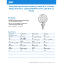 Feit White Filament G16.5 E12 (Candelabra) Filament LED Bulb Soft White 60 Watt Equivalence 2 pk