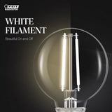 Feit White Filament G16.5 E12 (Candelabra) Filament LED Bulb Daylight 40 Watt Equivalence 2 pk