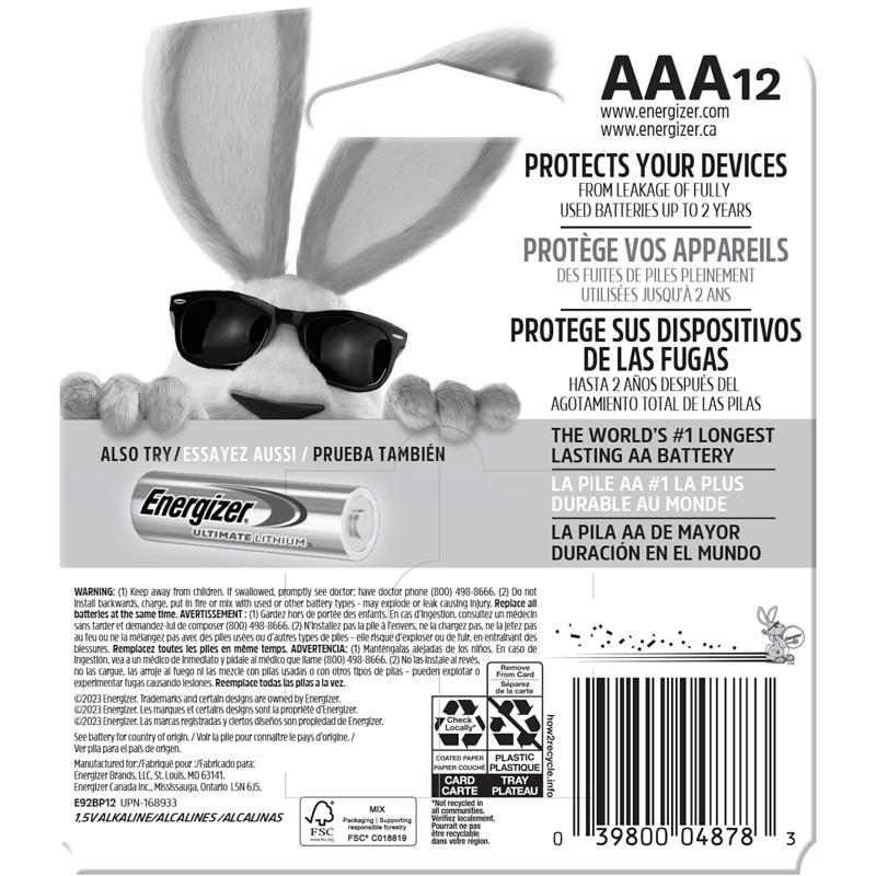 Energizer Max AAA Alkaline Batteries 12 pk Carded
