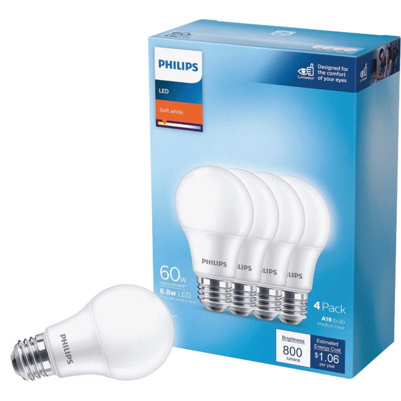 PHL LED A19 SW 60W 4PK