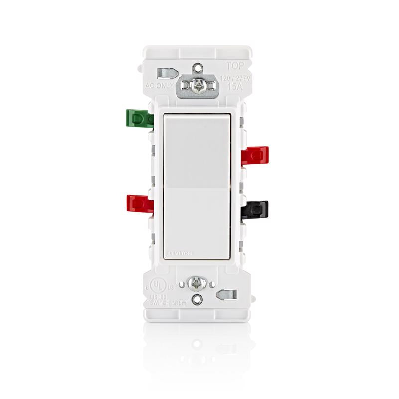 Leviton Decora Edge 15 amps 3-Way Rocker Switch White 1 pk