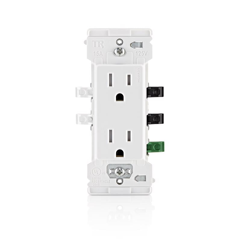 Leviton Decora Edge 15 amps 125 V White Tamper Resistant Outlet 5-15 R 1 pk