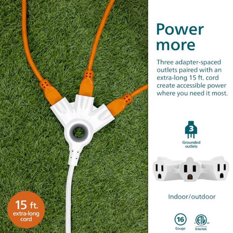 Jasco Philips Indoor or Outdoor 15 ft. L White Extension Cord 16/3