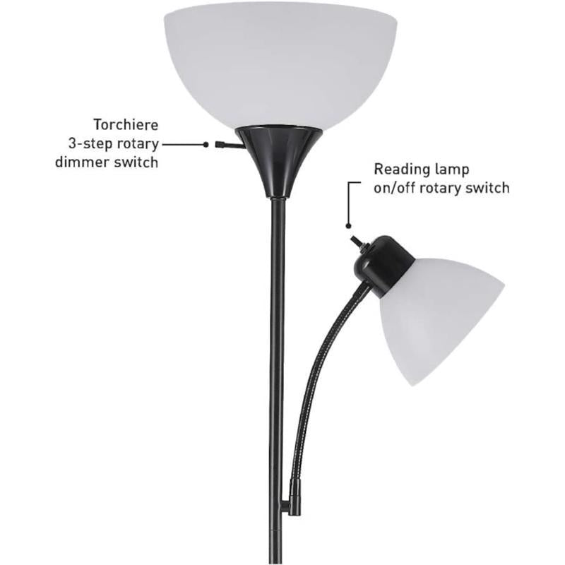 Globe Electric Delilah 72 in. Matte Black/White Floor Lamp