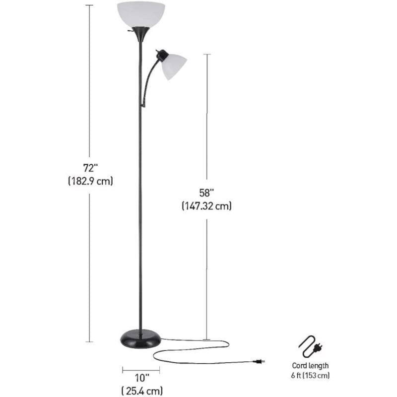 Globe Electric Delilah 72 in. Matte Black/White Floor Lamp