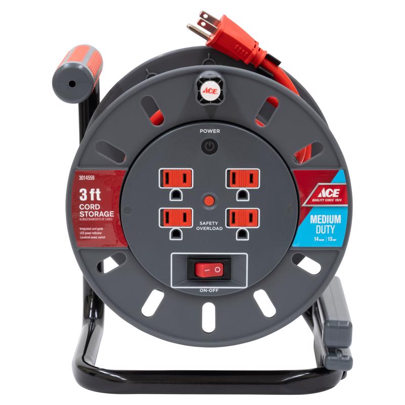 CORD REEL PLASTIC GRY 3'