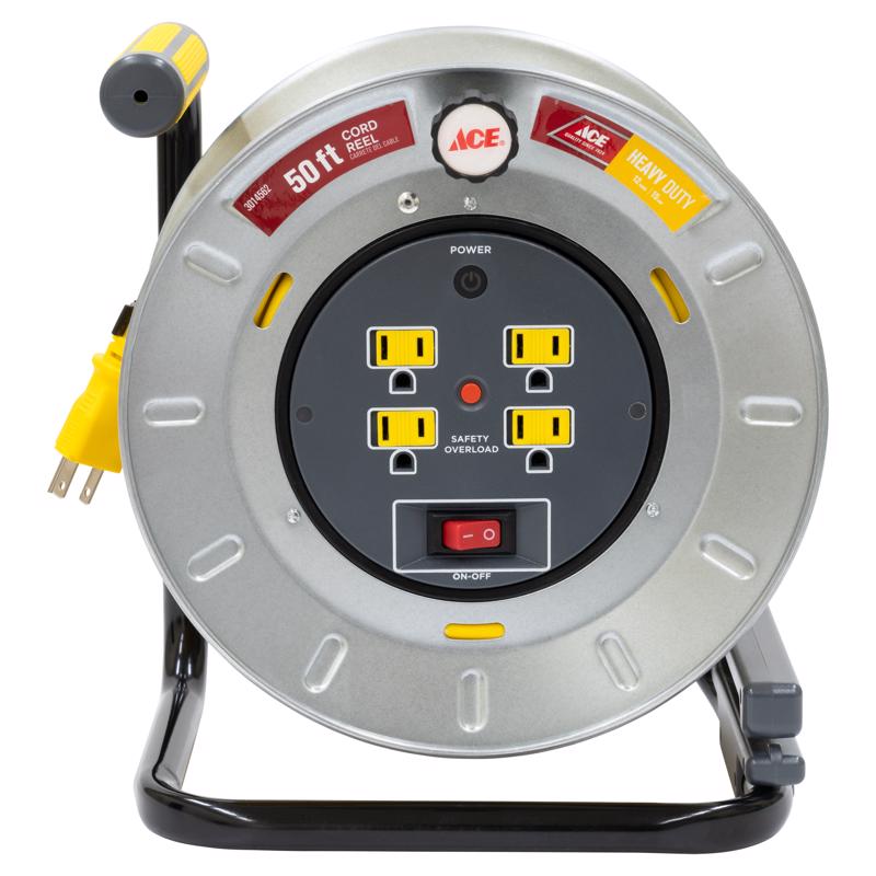 CORD REEL METAL GRY 50"