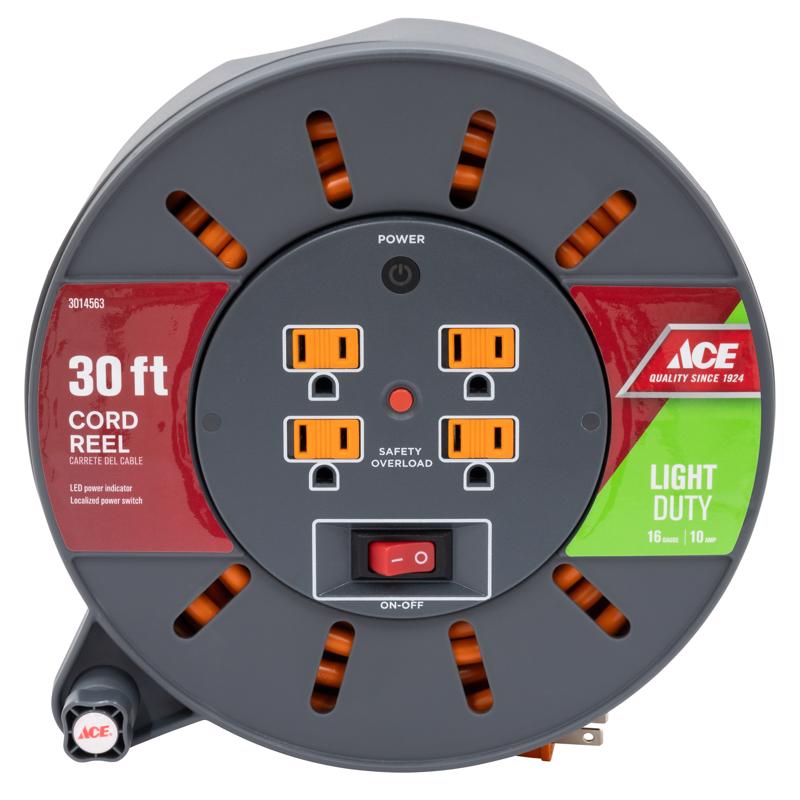 CORD REEL PLASTC GRY 30'