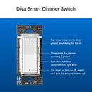 Lutron Diva 3-Way Smart-Enabled Dimmer and Remote White 1 pk