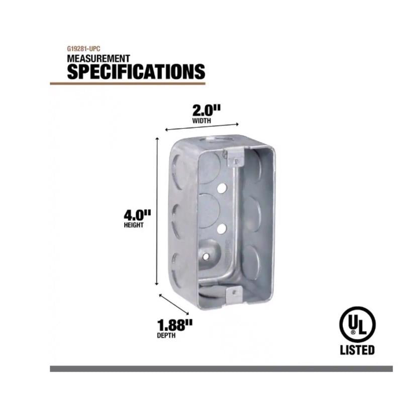 Southwire New Work 13 cu in Rectangle Galvanized Steel 1 gang Outlet Box Gray