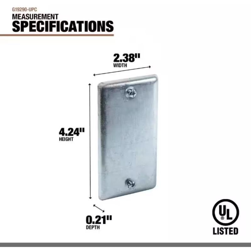 Southwire Rectangle Steel 1 gang Box Cover