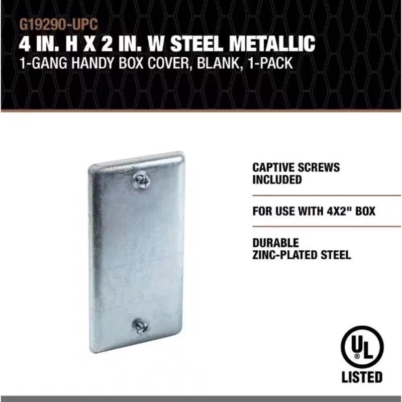 Southwire Rectangle Steel 1 gang Box Cover