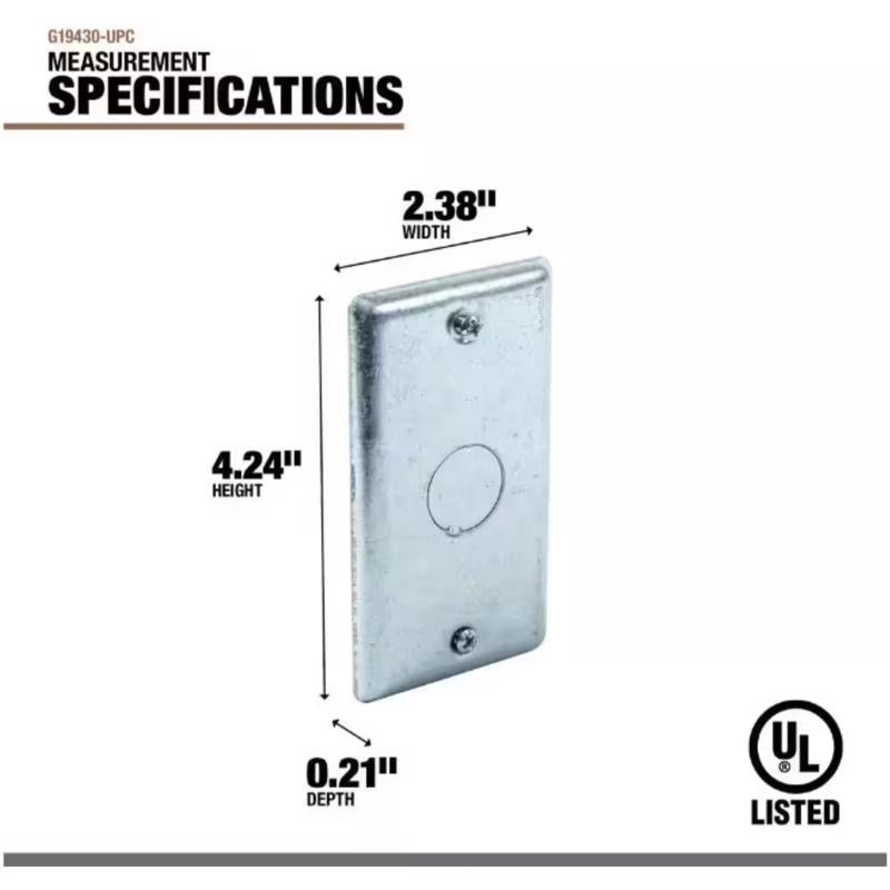 Southwire Rectangle Steel 1 gang Box Cover