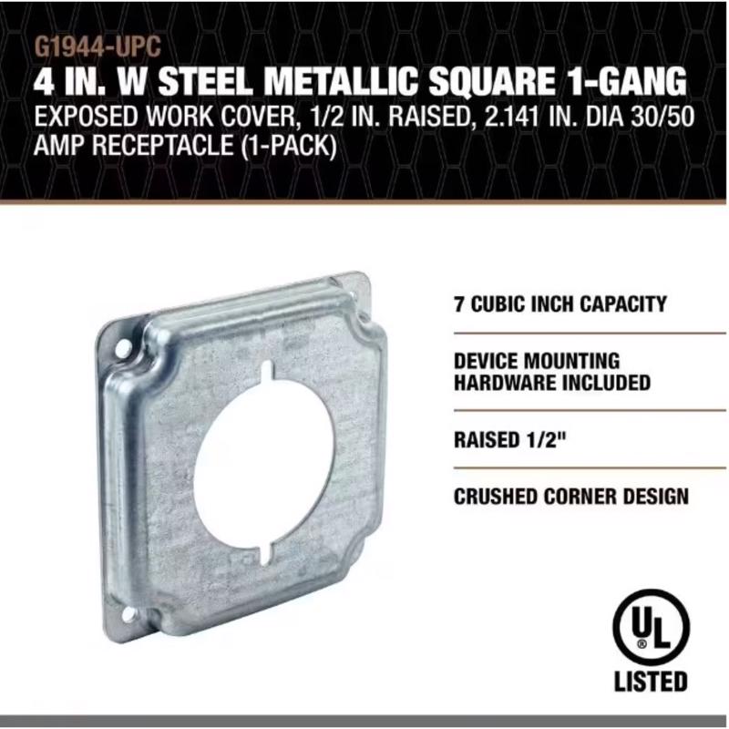 Southwire Square Steel 1 gang 30/50 Amp Receptacle Cover