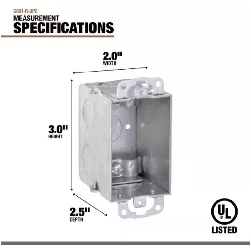 Southwire Old Work Rectangle Steel 1 gang Switch Box