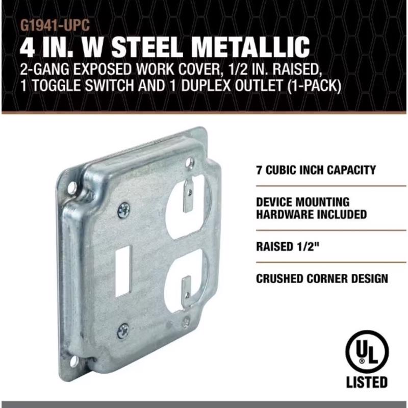 Southwire Square Steel 2 gang Toggle Duplex Cover