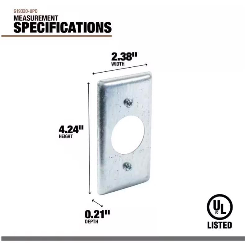 Southwire Rectangle Steel Receptacle Box Cover