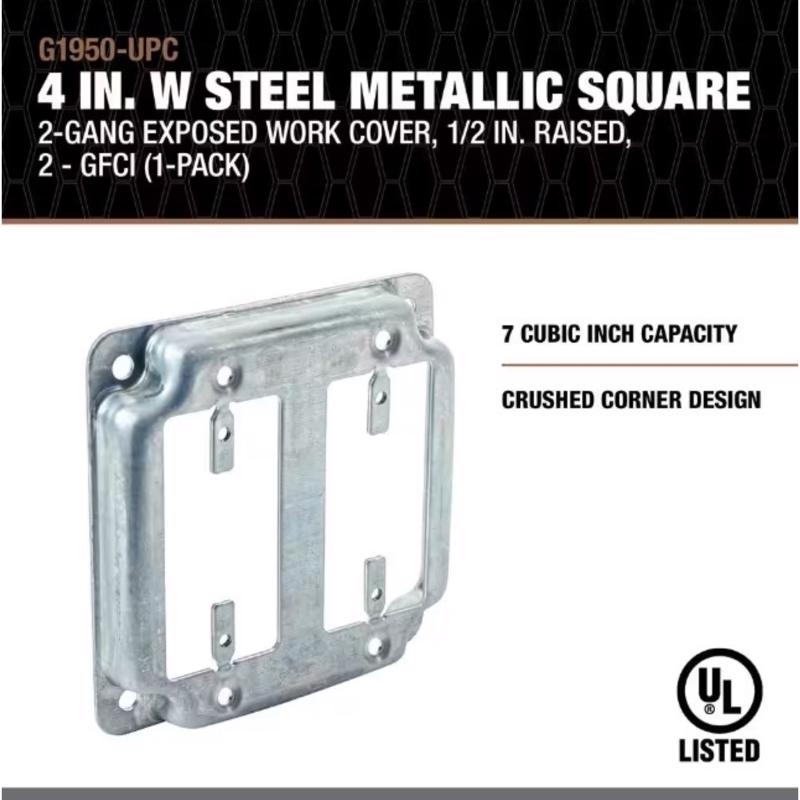 Southwire Square Steel 2 gang GFCI Cover