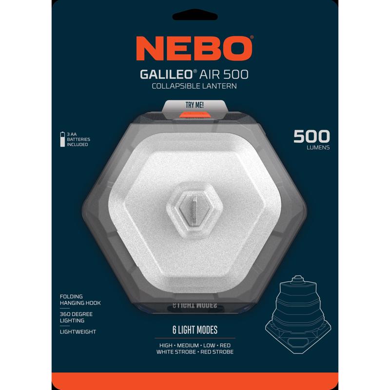 NEBO Galileo 500 lm Black/Gray LED Collapsible Lantern
