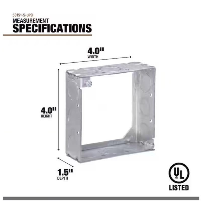 Southwire Old Work Square Steel Box Extension Ring