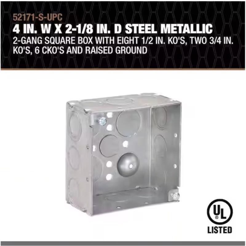 Southwire Old Work Square Galvanized Steel Weatherproof Box Silver