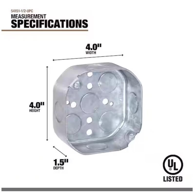 Southwire Old Work 14 cu in Octagon Galvanized Steel Weatherproof Box Silver