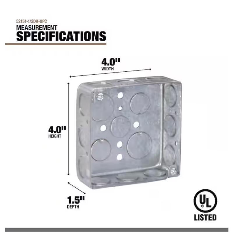 Southwire New and Old Work Square Galvanized Steel Weatherproof Box Silver