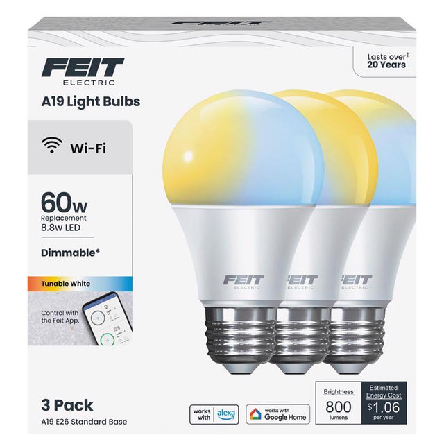 FT LED A19 60W AJ WH 3PK