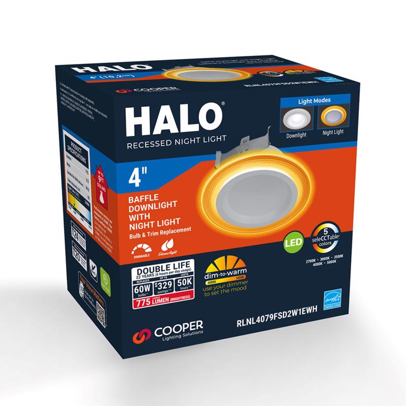 Halo Warm White 4 in. W LED Canless Recessed Downlight 9.5 W