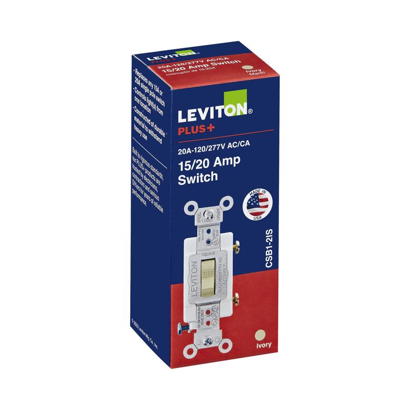 Leviton 20 amps Single Pole Toggle AC Quiet Switch Ivory 1 pk