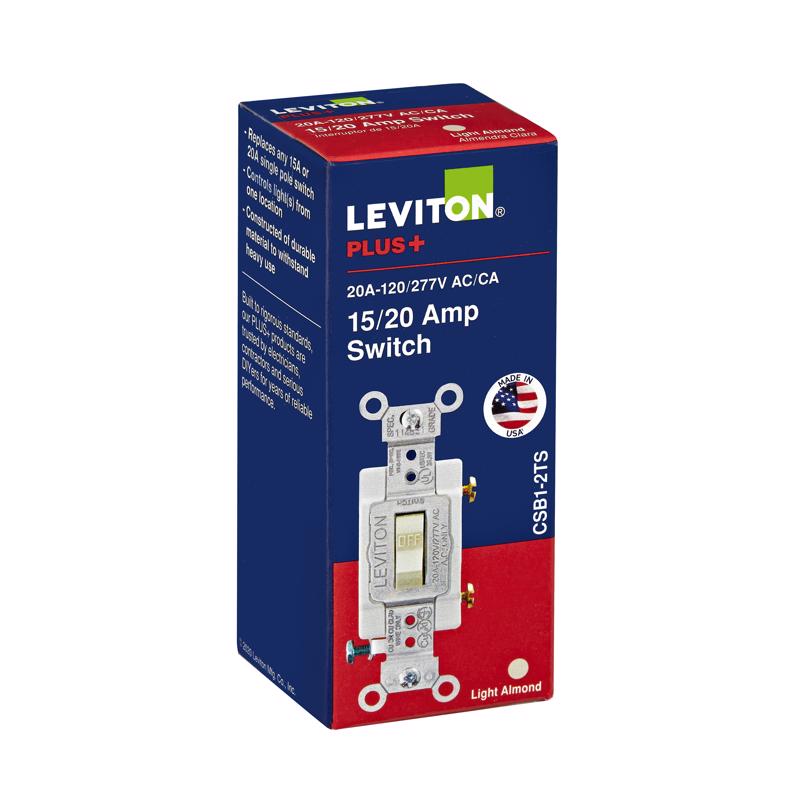 Leviton 20 amps Single Pole Toggle AC Quiet Switch Light Almond 1 pk