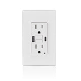 Leviton 15 amps 125 V GFCI White Outlet and USB Charger 5-15 R 1 pk