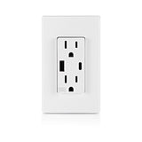 Leviton 15 amps 125 V USB White Outlet and USB Charger 5-15 R 1 pk