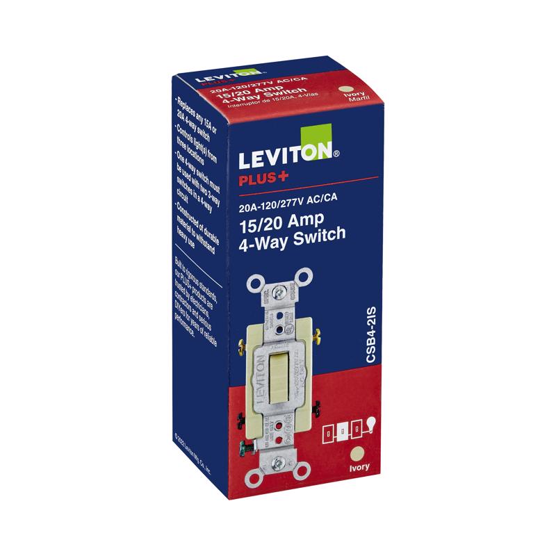 Leviton 20 amps 4-Way Toggle AC Quiet Switch Ivory 1 pk