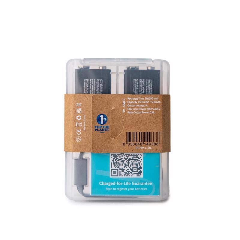 Pale Blue Earth 9-Volt Lithium Batteries 2 pk Clamshell