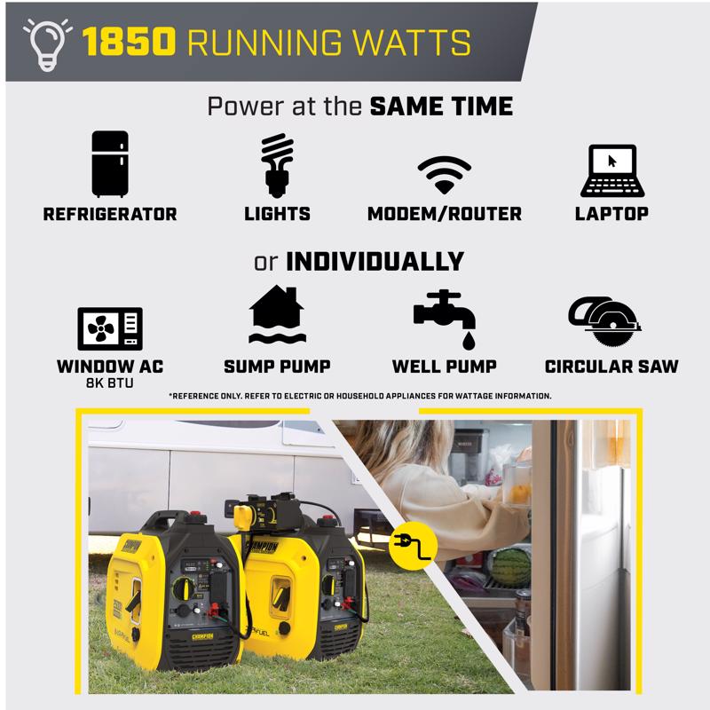 Champion 1850 W 120 V Gas/LP Portable Portable Generator 1850 W